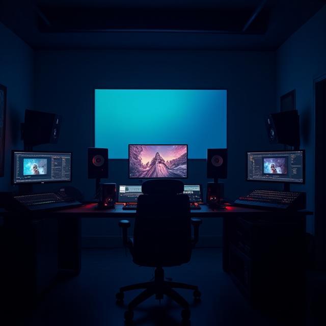 Color-Grading Suite mit Referenzmonitor